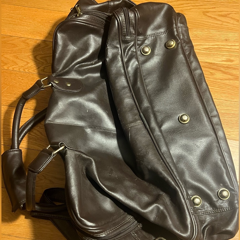 Kingport Brown Leather carryon duffle gym Bag - Picture 2 of 6